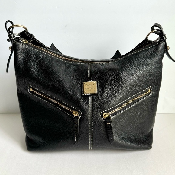 Dooney & Bourke Mary Hobo Bag Black Pebbled Leather Shoulder Purse Handbag Vtg - Picture 2 of 14